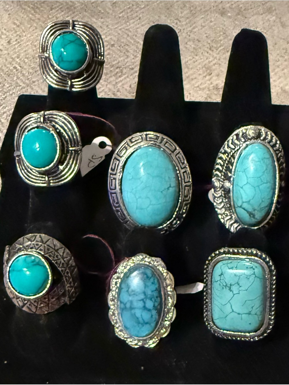 Turquoise Statement Rings Set - Oval & Round Stones